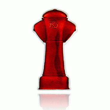 Brannhydrant pin sølv og rød glassemalje