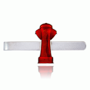 Brannhydrant slipsklype sølv og rød glassemalje
